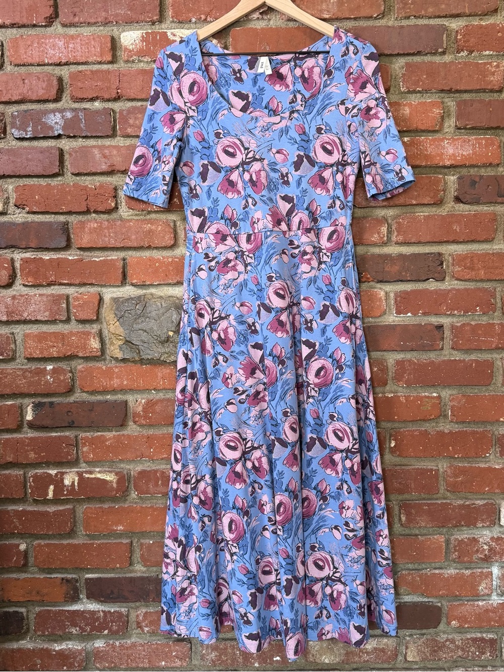 Pact Fit And Flare Signature Scoop Dress Gathered Joys Floral Women’s M Stretch